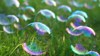 Фотообои Мыльные пузыри на траве