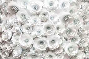 Фотообои Белые бумажные цветы3d