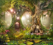 Фотообои Сказочные домики фей на дереве