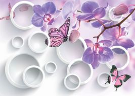 Фотообои 3D орхидеи с бабочками