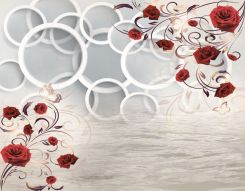 Фотообои 3D Красные розы и кольца