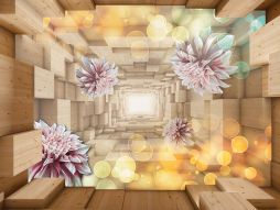 Фреска 3D Цветы в цветастом тоннеле