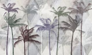 Фотообои Пальмы на фоне геометрического рисунка