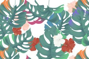 Фотообои Пастельные растения нарисованные гуашью