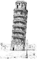 Фотообои Рисунок Пизанской башни