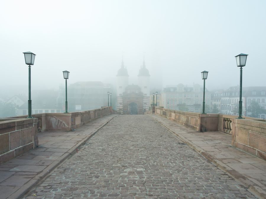 Фреска Туманный мост в старинном городе