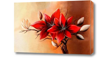 Картина Рисованные красные цветы