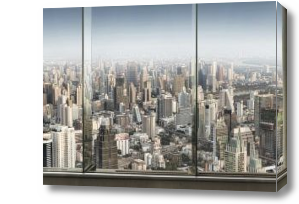 Картина Панорама города в окне