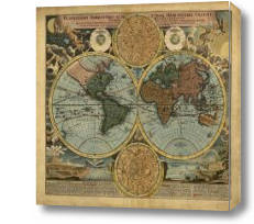 Картина Старинная карта, полушария