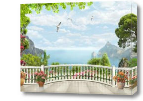 Картина Просторная терраса с цветами