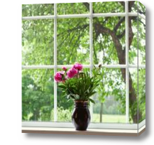 Картина цветы на окне
